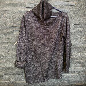 Sparkly Paige Raundi Cold Shoulder Sweater in Black and Silver